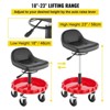 VEVOR Shop Stool, 300 LBS Rolling Garage Stool, 22” to 26” Height, Round Tray Garage Pneumatic Stool, All-Terrain 5" Casters with Two Brakes,Red&Black - 4 of 4