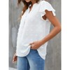 Womens White Blouse V Neck Ruffle Sleeve Flowy Shirts Dressy Casual Cute Summer Tops - 3 of 4