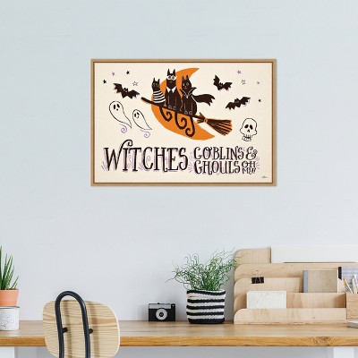 Spooktacular Halloween Canvas Print with Maple Frame