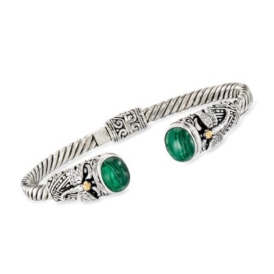 Ross-Simons Malachite Bali-Style Dragonfly Cuff Bracelet in Sterling Silver With 18kt Yellow Gold