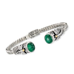 Ross-Simons Malachite Bali-Style Dragonfly Cuff Bracelet in Sterling Silver With 18kt Yellow Gold - 1 of 4