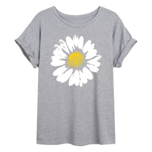 Women's - Instant Message - Big Daisy Oversized Graphic T-Shirt - 1 of 4