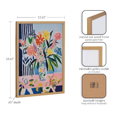Cheerful Maximalist Floral Arrangement Print in Gold Frame