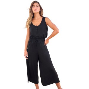 Swim 365 Women's Plus Size Jumpsuit Cover-Up - 1 of 4