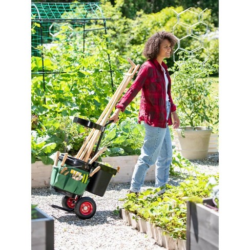 Gardeners Supply Company Heavy Duty Mobile Tool Storage Caddy, All In One  Easy-roll Garden Tools Utility Cart Carrier