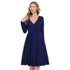 Clearlove Women's Long Sleeve Dress V Neck  Casual Loose Pleated Tiered Maxi Dresses - 2 of 4