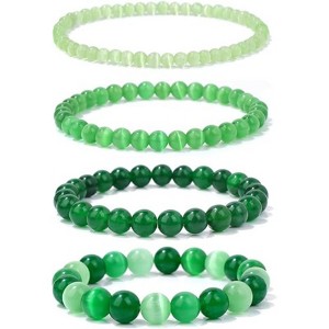 BRINJOY 4-Piece Green Crystal Healing Bracelet Set - Natural Gemstone Stackable Bracelets for Growth & Balance - 1 of 4