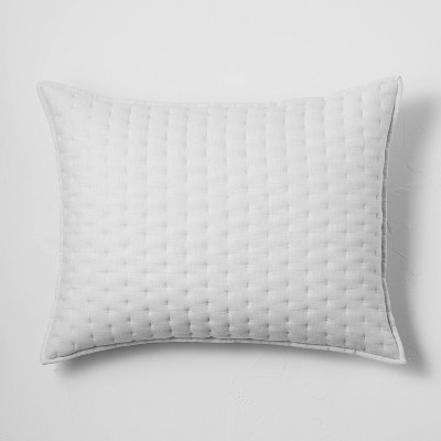 Standard Cashmere Blend Quilted Pillow Light Gray - Casaluna™