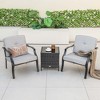 Costway 2 PCS Patio Metal Chairs Outdoor Dining Seat Heavy Duty with Cushions Garden Gray - 2 of 4