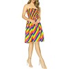 LA LEELA Women's Summer Boho Beach Backless Rainbow Cross Stripe Mini Swing Casual Dress Tube Top Casual Dresses for Women One Size Multicolor Stripe - 2 of 4