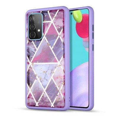 MyBat Hybrid Case Compatible With Samsung Galaxy A52 5G - Purple Marbling / Purple