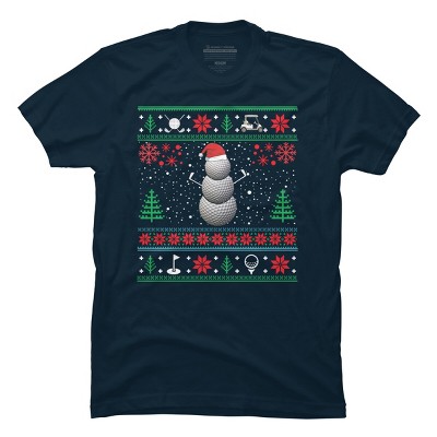 Men's Design By Humans Christmas Golf Golfing Golfer Ugly Christmas Xmas By pahari T-Shirt