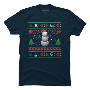 Men's Design By Humans Christmas Golf Golfing Golfer Ugly Christmas Xmas By pahari T-Shirt - 1 of 4
