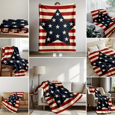 American Flag Flannel Blanket Stars Stripes Patriotic Design,Christmas Gift.