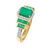 Ross-Simons 1.20 ct. t.w. Emerald and .15 ct. t.w. Diamond Ring in 14kt Yellow Gold Size 9 - 3 of 4