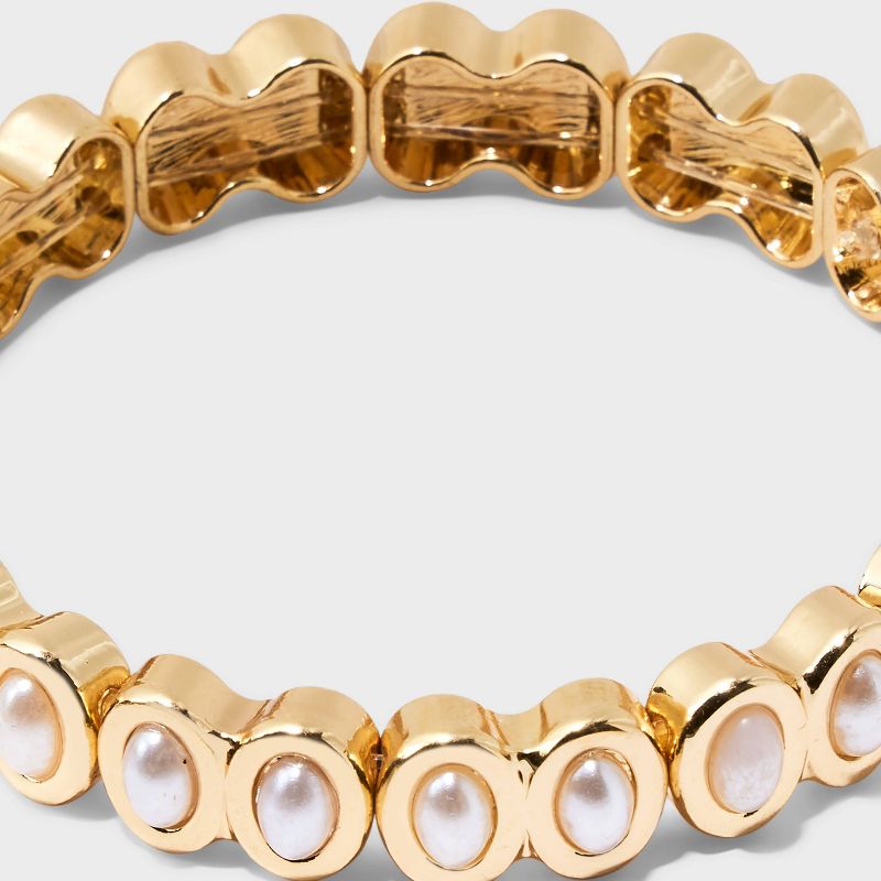 SUGARFIX by BaubleBar Pearl-Encrusted Stretch Bracelet - Gold, 4 of 5