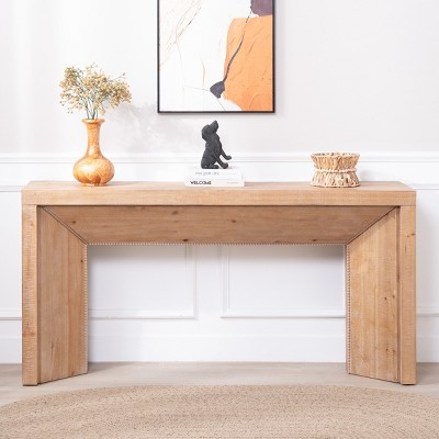 62" Modern Rustic Console Table,Solid-Look Engineered Wood Entryway Table for Hallway and Living Room,Narrow Sofa Table-Baofuwish
