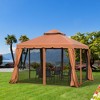 Outsunny 10' x 10' Patio Gazebo Outdoor Canopy Shelter with Double Vented Roof, Netting and Curtains for Garden, Lawn, Backyard and Deck - image 3 of 4