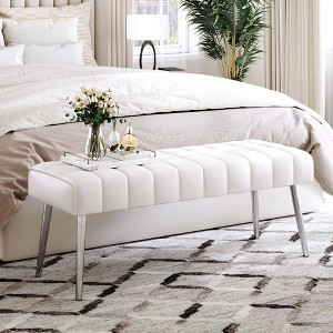 Arceso Entryway Bench, 44.5" Upholstered Bedroom Benches, End of Bed Bench with Metal Legs, for Decorative, Living Room, Dining Room - 1 of 4