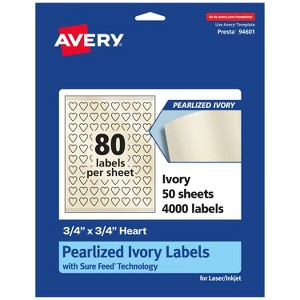 Avery Pearlized Ivory Heart Labels with Sure Feed Technology, Print-to-the-Edge, .75" x .75" - 1 of 4
