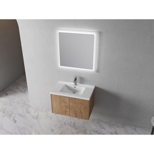 Okak Floating Bathroom Vanity with Sink Combo, Bathroom Sink Vanity with Soft Close Doors/Cabinets, Bathroom Sink Cabinet for Bathroom,Oak - 1 of 4
