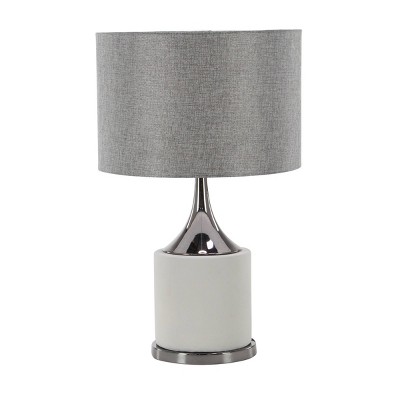 24" x 15" Traditional Metal Table Lamp Gray - Olivia & May