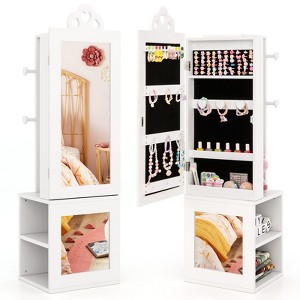 Infans Kids Jewelry Cabinet Standing Children Jewelry Organizer with Full-Length Mirror - 1 of 4