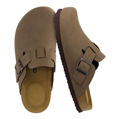 Женские сабо CUSHIONAIRE Hana Womens Clogs Comfortable Vegan Suede Clogs for Women Slip On Potato Shoes with Cork Footbed Brown 8