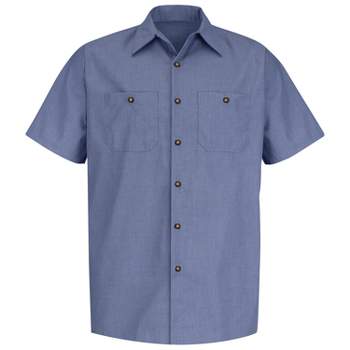 Red Kap Men's Short Sleeve Geometric Microcheck Work Shirt
