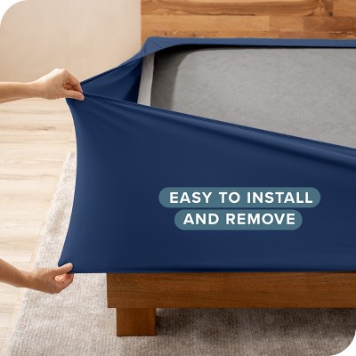 Twin Dark Blue Polyester Stretch Box Spring Cover