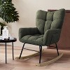 Vynxaria 27.1 Inch Teddy Fabric Accent Chairs, Olive Green Rocking Chairs with Armrests, Ideal for Bedroom and Living Room - 3 of 4
