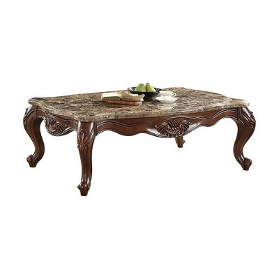 Acme Furniture Jardena Coffee Table Natural Marble Top/Cherry Oak