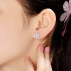 Guili Floral Radiance Rhodium Plated Sterling Silver Earrings with Cubic Zirconia arranged in flower shape for a soft sparkling statement - 2 of 4