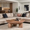 Royal Hampton, Meridian Coffee Table Round Top 3 Column Pillar Legs Natural Brown Mango Wood, 38 Inch - 2 of 4