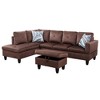 DOMETOUR Modern 3-Piece Living Room Sofa Set (Sofa+Left Side Chaise+Ottoman) - 3 of 4