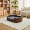 Elevated Dog Bed Pet Sofa with Solid Wood Legs and Bent Wood Back, Velvet Dog Bed with Removable Washable Cushion Cover - Cuddlewood - 2 of 4