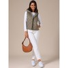 INSPIRE CHIC Women's Lightweight Hooded Sleeveless Button Down Casual Puffer Vest - 2 of 4