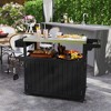 Outsunny Outdoor Bar Cart with Storage, Stainless Steel Top, HDPE Outdoor Kitchen Cart on Wheels, Outdoor Bar Table Beverage Food Prep Station - 3 of 4