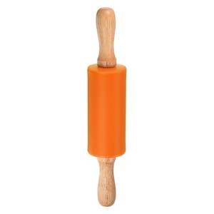 Unique Bargains Silicone Smooth Wooden Handle Non-Stick Kitchen Rolling Pin - 1 of 4
