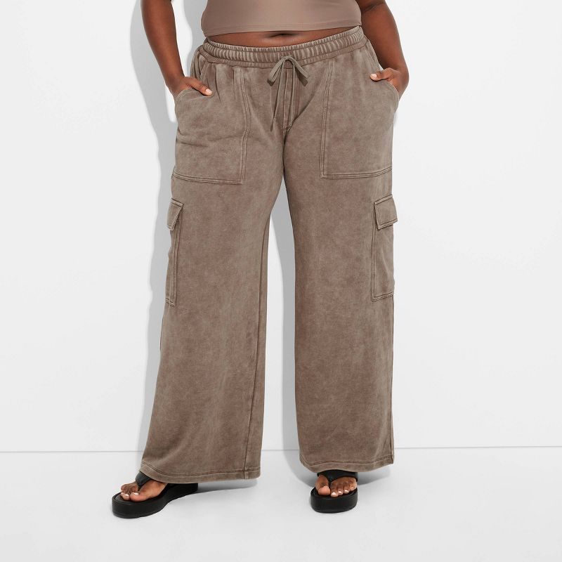 Women's High-Rise Wide Leg Baggy Cargo Sweatpants - Wild Fable™, 3 of 10