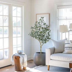 Artificial Eucalyptus Tree Faux Eucalyptus Stems Fake Plants with Silver Dollar Leaves, Fake Trees for Office House Living Room Home Decor Indoor - 1 of 4