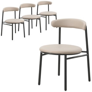 LeisureMod Dining Chair Upholstered in Polyester with Steel Legs Lume Series Set of 4 - 1 of 4