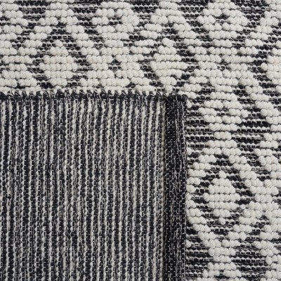 Handmade Black and Ivory Geometric Wool Area Rug, 9' x 12'