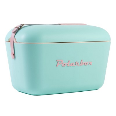 Polarbox Retro Vintage Design 25 Cans/21qt Portable Hard-Sided Cooler - Cyan Baby Rose Pop