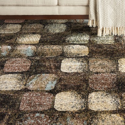 Charcoal Synthetic 98" Round Hand-Knotted Area Rug