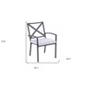 HomeRoots Set of Two Dark Gray Aluminum Outdoor Stacking Dining Chairs with Light Gray Cushion - 3 of 4