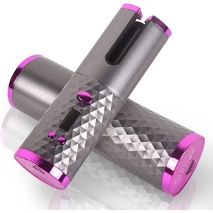 Cordless Auto Rotating Hair Curler Hair Waver Curling Iron Styling Tool Purple - 1 of 4