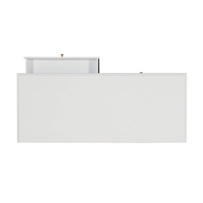 Trestle-Style White and Brass 2-Drawer Campaign Desk