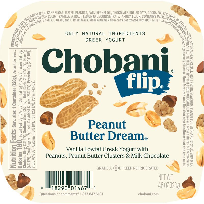 Chobani Flip Peanut Butter Dream Low Fat Greek Yogurt - 4.5oz, 3 of 11