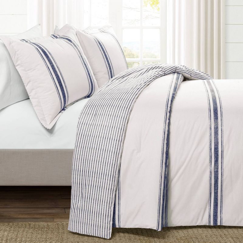 Farmhouse Stripe Reversible Cotton Comforter & Sham Set - Lush D&#233;cor, 3 of 15